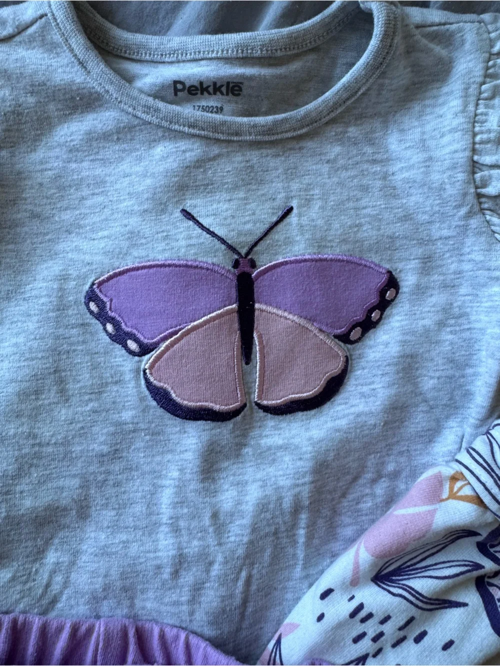 Pekkle Lavender & Light Gray Baby Girl Outfit Set